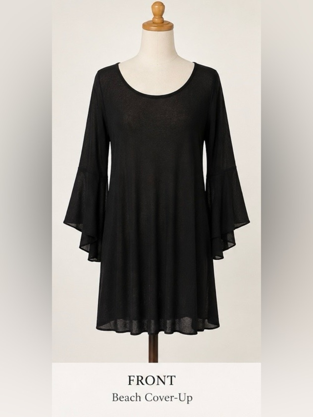 Umgee Black Sheer Bell Sleeve Cover-Up